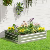 Bac de jardin en acier galvanisé 120x90x30 cm argenté pour fleurs et légumes - Hochbeet surélevé
