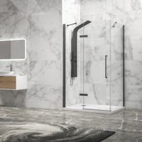 Box doccia 70x130 telaio gun metal porta battente laterale fisso 70cm KT5000GM kamalu
