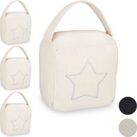 4x Fermaporta a Sacco, Blocca Porte e Finestre, Tessuto, Manico e Stella Decorativa, 18,5x14x10 cm, Beige