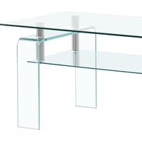 Clear Tempered Glass Coffee Table Living Room Tea Table with Glass Leg, Modern Design, Wohnzimmer, Schlafzimmer