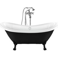 Freistehende Badewanne DARLINGTON schwarz Löwenfüße SCHWARZ 175