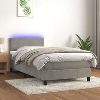 Cama box spring colchón y LED terciopelo gris claro 80x200 cm vidaXL