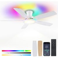 Kviflon ventilateur de plafond blanc 132 cm à profil bas, LED RGB