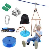 VEVOR Tirolina para Niños y Adultos de 15,8 m Kit Completo de Tirolesa Carga de 227 kg Fácil Configuración con Arnes de Seguridad de Nailon, Asiento y Manillar para Jardín, Patio Trasero al Aire Libre