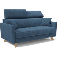 Francy Canapé convertible avec têtières réglables en tissu T17 200 cm (mat. 160x197) Bleu