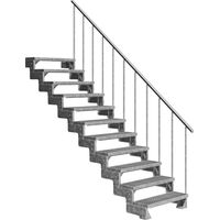 Dolle Außentreppe Gardentop 198-242cm Geschosshöhe mit Gitterrost 80cm breit mit Geländer