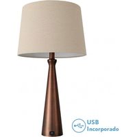 Lampada da tavolo pearl 1xe27 marrone 61x33x33 cm port usb