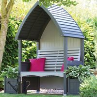 AFK Cottage Arbour Wooden Garden Seat Chair Bench Charcoal Grey & Stone FSC