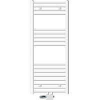 ECD Germany Sèche-Serviettes Sahara Non Électrique - 500 x 1200 mm - Blanc - Connexion Central - avec Kit de Raccordement Universal et Thermostat - Forme Courbé - Radiateur pour Salle de Bain