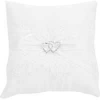 Ivoire Satin Flower Girl Basket Wedding Ring Coussin Oreiller Dentelle Floral