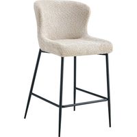 Sedia da bancone LISE - Tessuto bouclé beige - Gambe in metallo nero - Stile design/industriale