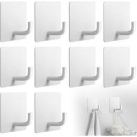 Sollbry 10 Pièces Crochet Adhesif Mural, Blanc Acier Inox Murale Porte Serviette Salle de Bain, Cuisine Etanche Antirouille Sans Percer Crochet Adhésif, pour Serviette, Clés, Maison, Cuisine