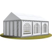 Tente Barnum de Réception 3x6 m ignifugee PREMIUM Bâches amovibles PVC 750 N gris-blanc Cadre de Sol Jardin