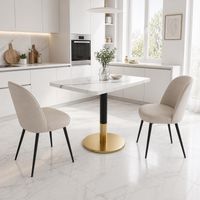 Modern Rectangle Dining Table for 2 Small Kitchen Table with White Marble Pattern Wood Desktop and Black Metal Pillar Negotiation Table with Gold Base for Dining Room Kichen Office Meeting Room 8060c