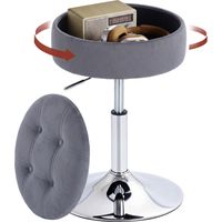Tabouret de coiffeuse en velours. tabouret de maquillage pivotant avec rangement. hauteur réglable de 49-65 cm. gris
