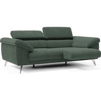 Donatello Sofa mit ausziehbaren Sitzen, Armlehnen mit Staufach aus abwaschbarem Stoff T23 213 cm Grün