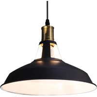 Vintage Metall Pendelleuchte Höhenverstellbar Hängende Deckenleuchte für Wohnzimmer Esszimmer,27cm Schwarz und Weiß