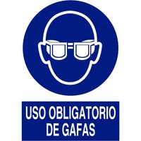 Señal adhesiva 297x210mm - uso obligatorio de gafas, diseño variable.