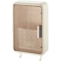 Porte-baguettes mural, organisateur de baguettes avec couvercle, égouttoir et anti-poussière, couleur crème.