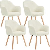 Woltu – Lot de 4 chaises de salle à manger en velours côtelé – Chaise ergonomique avec accoudoirs – Bois massif – Dimensions 41 x 39 x 83,5 cm – Beige