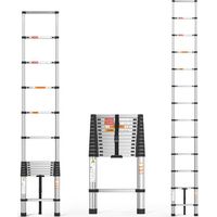 Échelle rétractable pliable en acier inoxydable, échelle rétractable de 3,8 mètres, charge maximale 150 kg