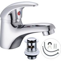 Cloakroom Basin Mixer Tap Chrome Basin Sink Mono Bathroom + Fixings + Waste