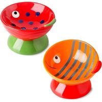 Ensemble de gamelles surélevées pour chat : bols surélevés en céramique pour nourriture et eau pour chat, plats pour chats ou chiens de petite taille – Bols d'alimentation et d'arrosage inclinés de 16