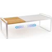 Kitchen Storage Shelf, Half Shelf, Extendable Telescopic Shelf for Kitchen Cabinets and Worktops, Pantry, Bathroom (1 Pack Natural Beige and White)