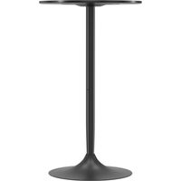 Table de Bar Ronde Ø60x102 cm Noir, Plan Laminé, Pieds Acier, 2 Personnes