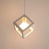Lampadario a forma di cubo, lampada a sospensione industriale, lampada da soffitto industriale vintage con base in metallo creativa E27 (lampadine non incluse) - RW