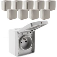 Orok – Lot de 10 prises 16A 2P+T étanche IP55 – Pose en saillie – Bornes automatiques – Norme NF pour extérieur