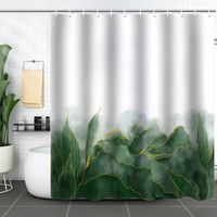 (Green 2) Simple Abstract Leaf Pattern Shower Curtain180x180cm,, Machine Washable Polyester Shower Curtain with 12 Hooks, Bathroom Tub Curtains