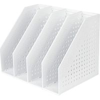 YMYNY Foldable Magazine Rack with 4 Compartments, Adjustable Storage Box, Desk Organizer, Bookends, Document Holder, Stand, Folder, Magazines, Book Storage Module, Filing Cabinet (White)