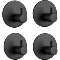 4-Piece Black Wall Mounted Stainless Steel Coat Hook for Kitchen, Bathroom, Bedroom