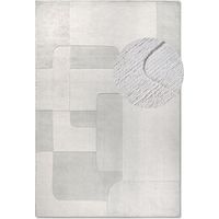 Tapis salon 80x250cm Crème Laine Géométrique
