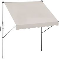 Toldo Manual Retráctil 200x175x210-310 cm Ajustable con Manivela Protección Solar UV40+ para Balcón Terraza Crema