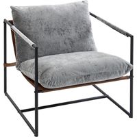 Fauteuil salon. fauteuil d'appoint rembourré en velours imprimé. large assise et structure en acier. 77x91x80cm. gris