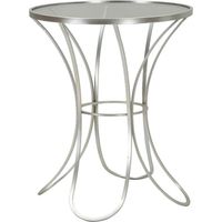 Tavolino Trixy Ø 56 cm in ferro e vetro argento