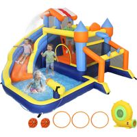 8-in-1 Hüpfburg mit Gebläse Rutsche Planschbecken Trampolin Kletterwand für Indoor Outdoor 350x325x210cm Mehrfarbig