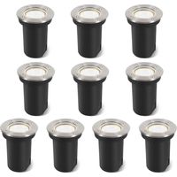 Jopassy 10x 3W Luci sotterranee Orientabile lampada LED Bianco neutro - Alloggiamento argento, sotterranea per giardino, illuminazione esterna