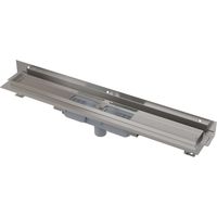 Alca Canaline - Canalina doccia Flexible Low 65 cm, con collare regolabile a parete, scarico verticale, acciaio inox APZ1104-650