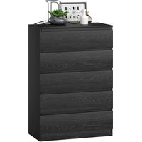Cómoda para Dormitorio de 5 Cajones Cajonera para Salón Oficina Estilo Moderno 77x40x111,5 cm Negro Veteado