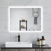 AVER-GROWTH 800x600mm Illuminated Led Bathroom,Wall Mounted Bathroom Mirror with LED Lights,Demister Pad, Shaver Socket, Touch, Switch Vertical/Horizontal