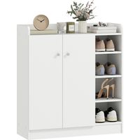 HOMCOM Mueble Zapatero de 2 Puertas Zapatero Estrecho con Estantes Ajustables para 12 Pares de Zapatos para Pasillo Entrada 83x30x90 cm Blanco
