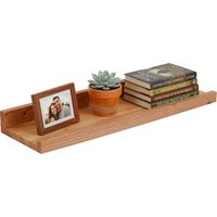 Walnut Wall Shelf, Narrow Picture Ledge With Raised Lip
