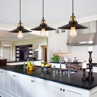 LÁMPARA - COLGANTE 3 Luces Retro Lámpara de Techo Industrial E27 22cm Negro