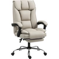 Fauteuil bureau reposepieds inclinable rembourré cuir synthétique caqui, 130 cm