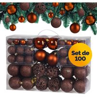 Deuba – Lot de 100 boules de Noël en polystyrène – 3 tailles : 3, 4 et 6 cm – Finitions brillantes et mates – Pour décoration intérieure et extérieure