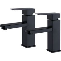 Ubeegol – Robinet mitigeur lavabo noir en acier inoxydable – Poignée carrée – Installation monotrou – Hauteur 173mm – Débit 5L/min