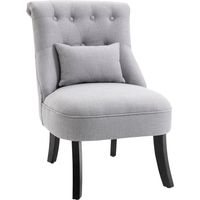 Poltrona per Salotto Imbottita con Cuscino e Piedini Antiscivolo, Poltrona D'Arredo in Tessuto Effetto Lino e , 52.5x69x77 cm, Grigio